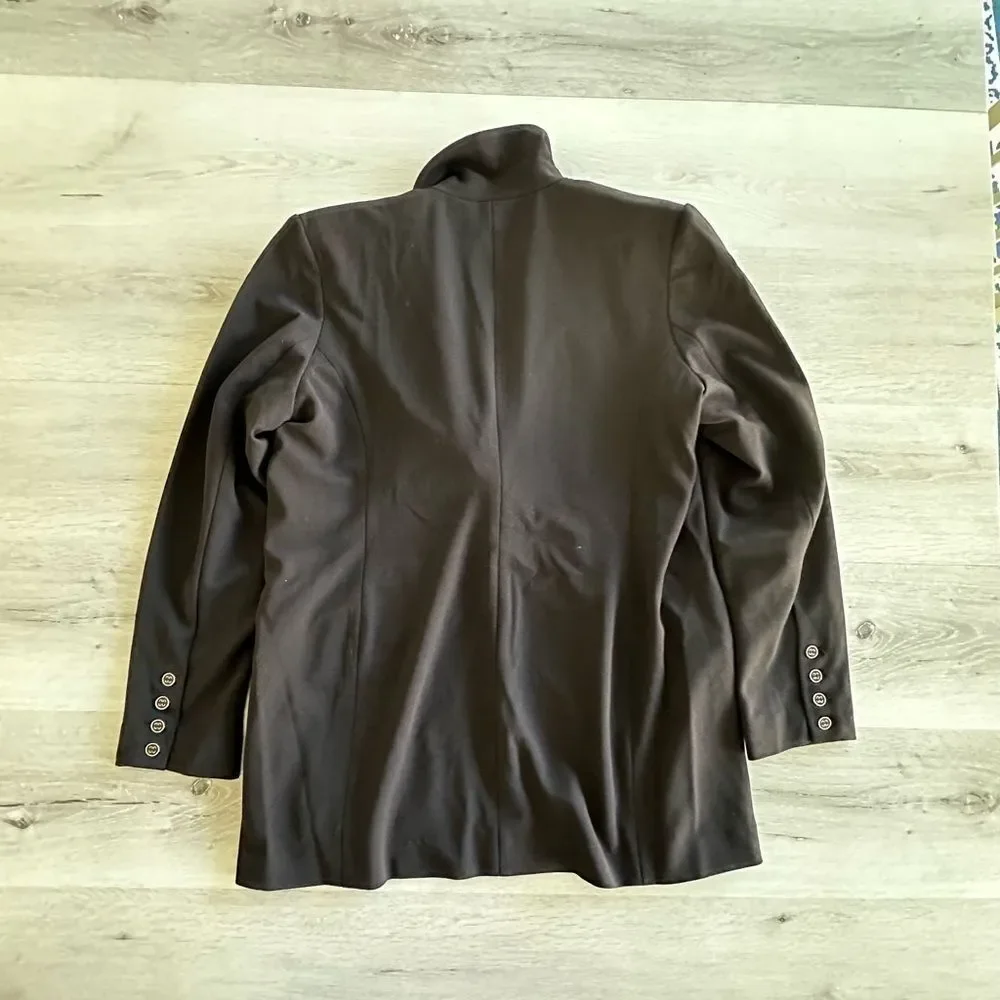 Dennis Basso Luxe Crepe‎ Notched Collar Blazer Black US 12 NWT